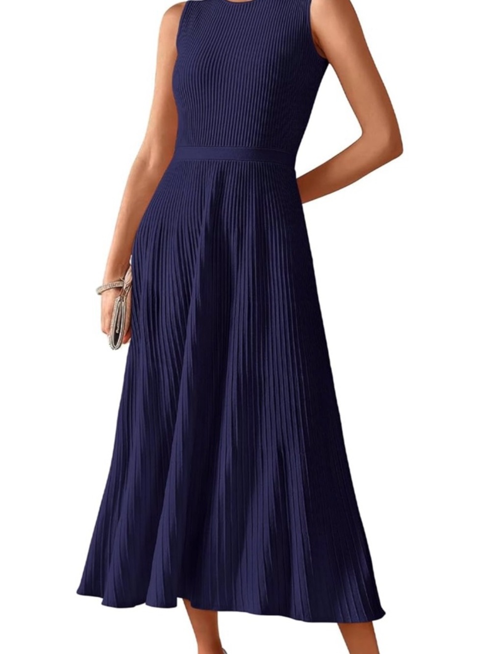Never worn NWT Adorable Sleeveless Navy Pleated Midi Dress
